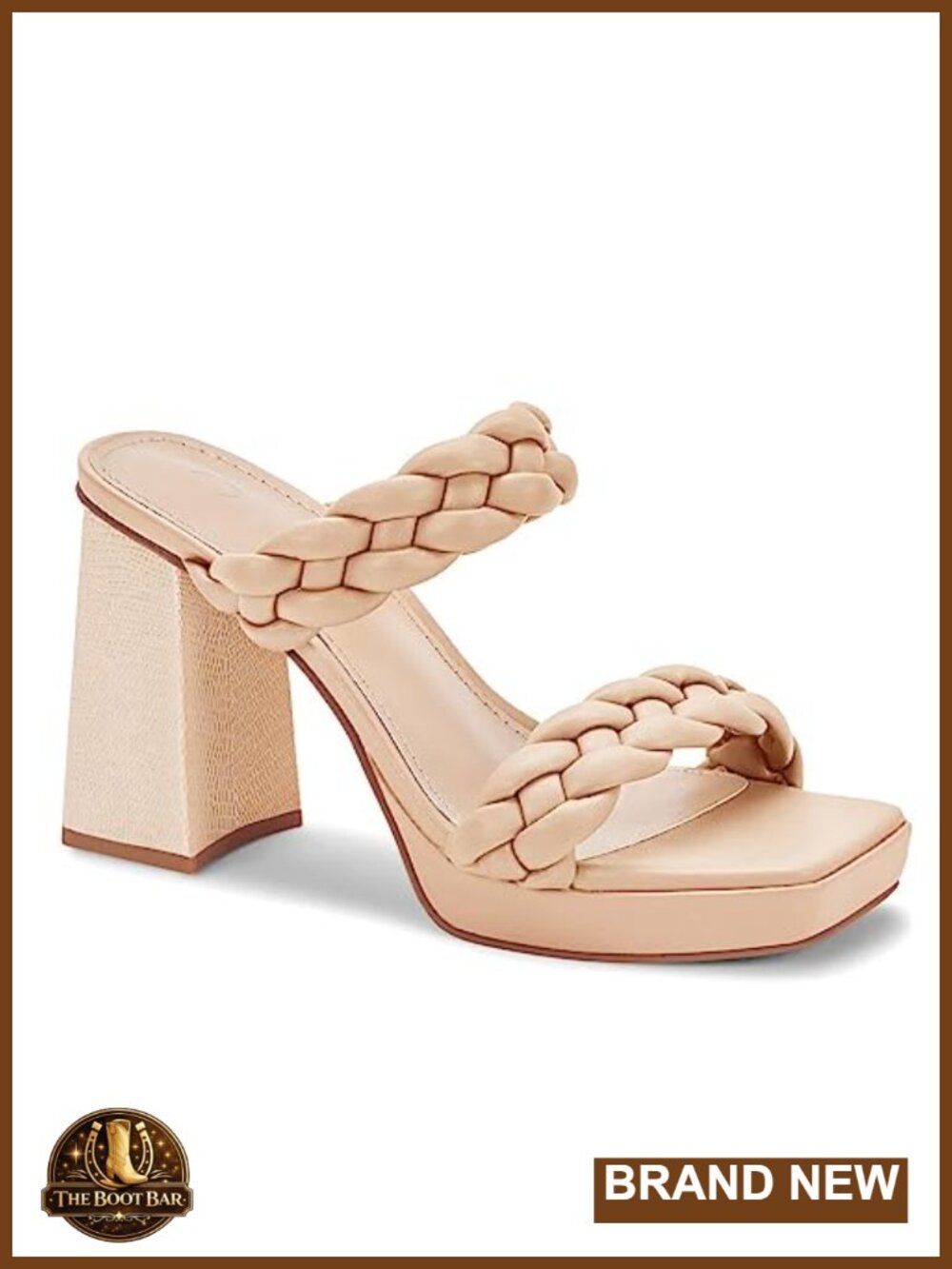 Womens Platform Heels Chunky Heel Braided Heeled Sandals Slip on High Mules
